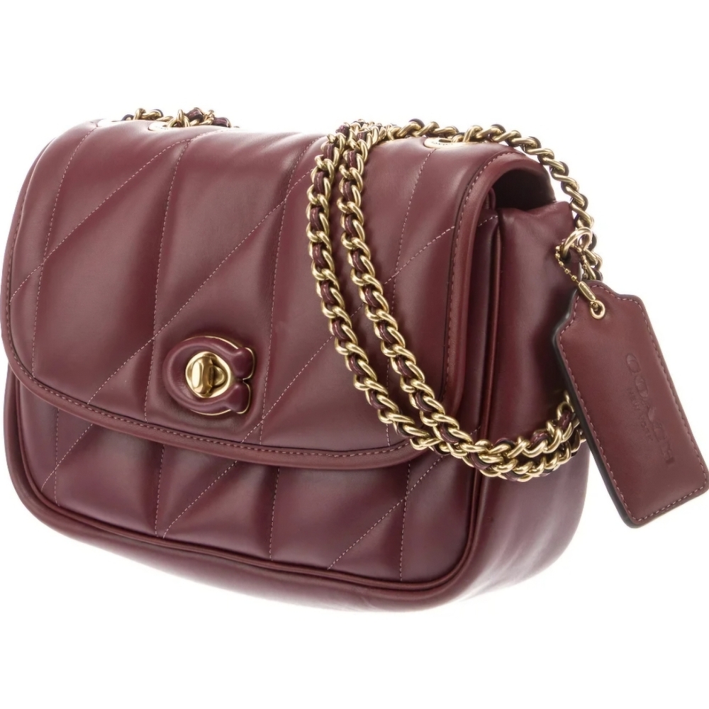 SOLD********(*Coach Quilted Pillow Madison Shoulder Bag Burgundy Coach Nappa